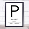 Papeete France Coordinates World City Travel Print