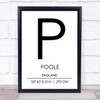 Poole England Coordinates World City Travel Print