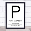 Port Elizabeth South Africa Coordinates Travel Print