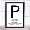 Porto Portugal Coordinates World City Travel Print