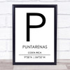 Puntarenas Costa Rica Coordinates Travel Print