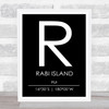 Rabi Island Fiji Coordinates Black & White World City Travel Print