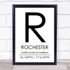 Rochester United States Of America Coordinates Travel Quote Print