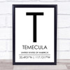 Temecula United States Of America Coordinates Travel Quote Print