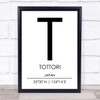 Tottori Japan Coordinates World City Travel Print