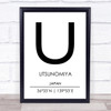 Utsunomiya Japan Coordinates World City Travel Print