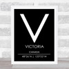 Victoria Canada Coordinates Black & White World City Travel Print