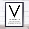 Virginia Beach United States Of America Coordinates Quote Print