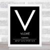 Vlore Albania Coordinates Black & White World City Travel Print