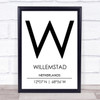 Willemstad Netherlands Coordinates Travel Print