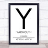 Yarmouth Canada Coordinates World City Travel Print