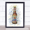 Watercolour Splatter Australian Lager Bottle Wall Art Print