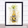 Watercolour Splatter Lager With Lime Bottle Wall Art Print