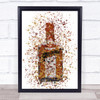 Watercolour Splatter Orange Cognac Liqueur Bottle Wall Art Print
