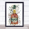 Watercolour Splatter Over A Barrel Brandy Bottle Wall Art Print