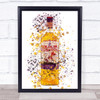 Watercolour Splatter Scottish Bird Whiskey Bottle Wall Art Print