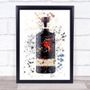 Watercolour Splatter Black Dry Gin Bottle Wall Art Print