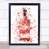 Watercolour Splatter Red Raspberry Gin Bottle Wall Art Print