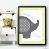 Baby Elephant Dream Big Yellow Blue Children's Nursery Bedroom Wall Art Print
