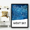 Night Sky Space Rocket Children's Nursery Bedroom Wall Art Print
