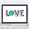 Love Planet Quote Typogrophy Wall Art Print