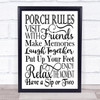 Porch Rules Visit With Friends Quote Typogrophy Wall Art Print