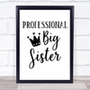 Professional Big Sister Quote Typogrophy Wall Art Print