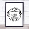 Everything That Matters Most Is At Home Quote Typogrophy Wall Art Print