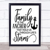 Family Is The Anchor Storms Quote Typogrophy Wall Art Print