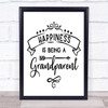 Happiness Is Being A Grandparent Quote Typogrophy Wall Art Print