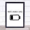 Moms Energy Level Quote Typogrophy Wall Art Print