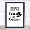 Tea Love & Biscuits Quote Typogrophy Wall Art Print
