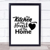 The Kitchen Is The Heart Of The Home Quote Typogrophy Wall Art Print
