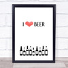 I Love Beer Quote Typogrophy Wall Art Print