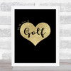 Love Golf Black Gold Quote Typogrophy Wall Art Print