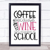 Teacher Coffee Because Wine Not Allowed School Quote Typogrophy Wall Art Print