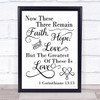 Faith Hope And Love Quote Typogrophy Wall Art Print