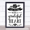 Thanksgiving Give Thanks With A Grateful Heart Quote Typogrophy Wall Art Print