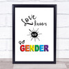 Gay LGBT Love Knows No Gender Quote Typogrophy Wall Art Print