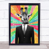 Giraffe In Suit Retro Decorative Wall Art Print