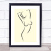 Block Colour Line Art Nude Female Arms Raised Decorative Wall Art Print