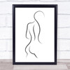 Black & White Line Art Nude Female Long Hair Decorative Wall Art Print