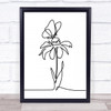 Black & White Line Art Flower And Butterfly Decorative Wall Art Print