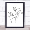 Black & White Line Art Muslim Lady And Baby Decorative Wall Art Print