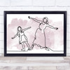 Watercolour Line Art Mum And Daughter Happy Decorative Wall Art Print