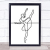Black & White Line Art Lady Ballet Dancer Decorative Wall Art Print