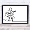 Black & White Line Art Man Playing Guitar Decorative Wall Art Print