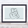 Block Colour Line Art Father And Daughter Decorative Wall Art Print