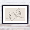 Block Colour Line Art Two Faces Landscape Decorative Wall Art Print