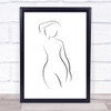 Black & White Line Art Female Nude Naked Decorative Wall Art Print